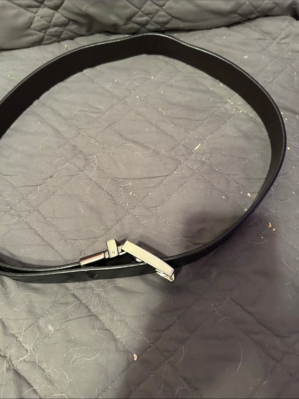 Axcess Black Leather Belt with Silver-Tone Automatic Buckle